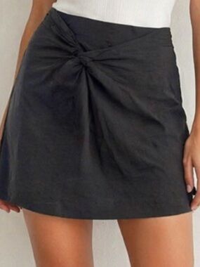 Free People Black Twist-Front Mini Skirt